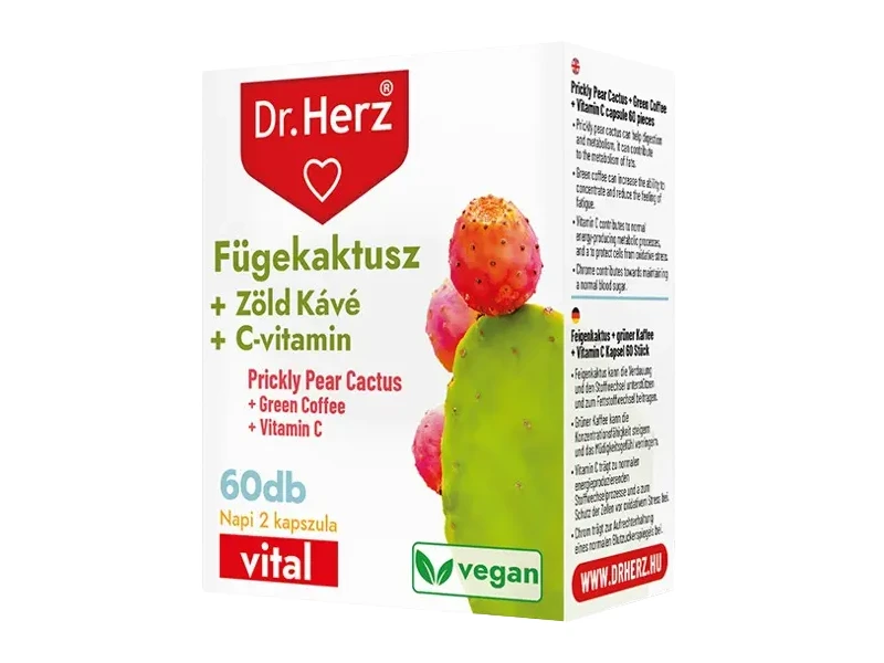 Dr. Herz Fügekaktusz + Zöldkávé + C-vitamin Kapszula 60 db