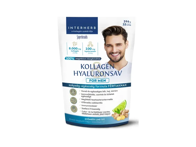 Interherb Kollagén&Hyaluronsav italpor FOR MEN Gyömbér-Lime ízű 396 g