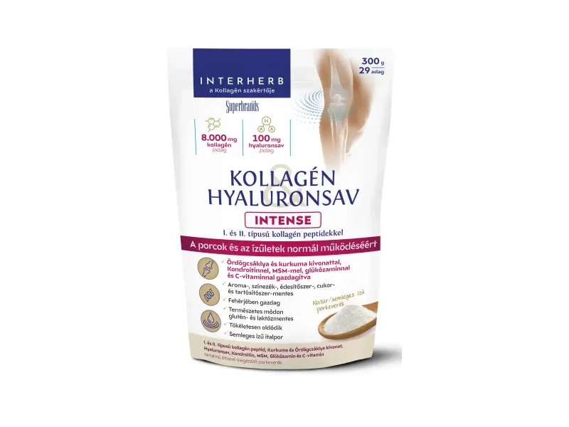 Interherb Kollagén&Hyaluronsav Porcépítő italpor INTENSE Natúr 300 g