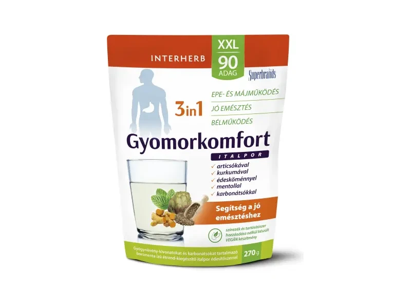 Interherb XXL 90 adag Gyomorkomfort 3in1 borsmenta ízű italpor 270 g