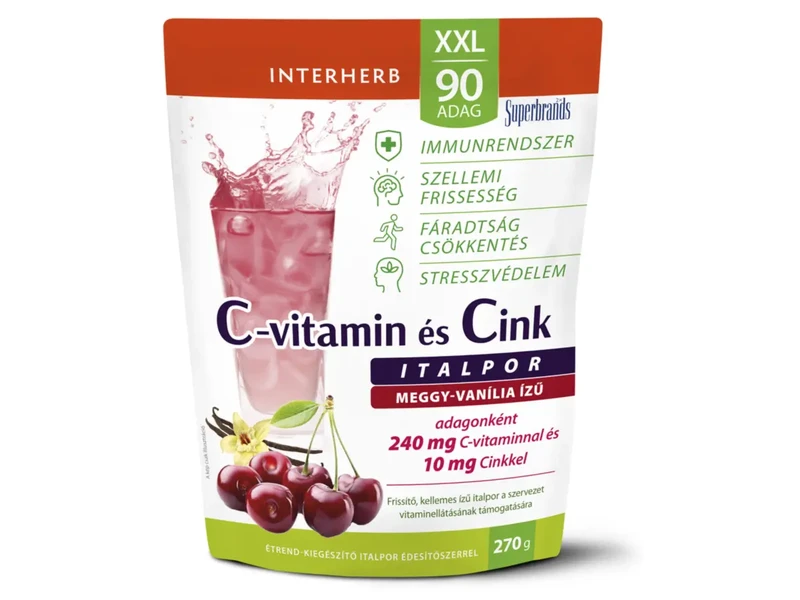 Interherb XXL 90 adag C-vitamin+Cink meggy-vanília ízű italpor 270 g