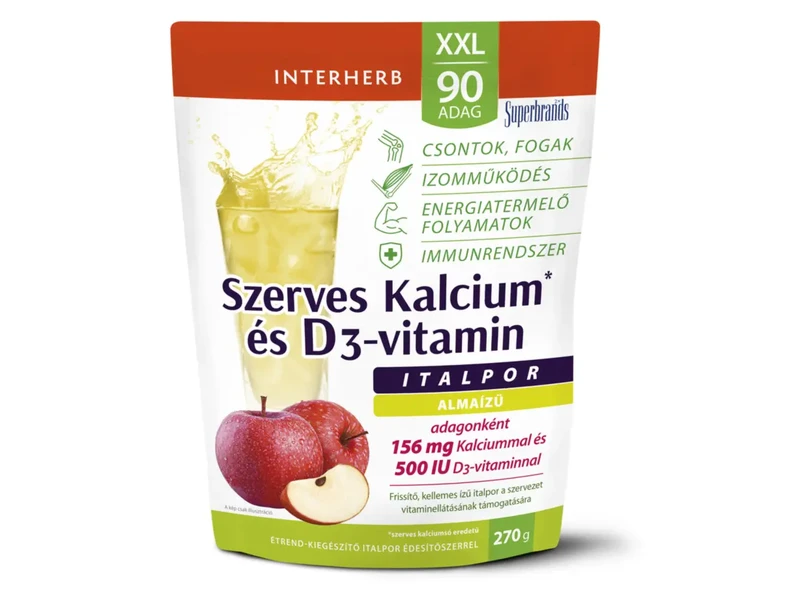 Interherb XXL 90 adag Szerves Kalcium+D3 Alma ízű italpor 270 g