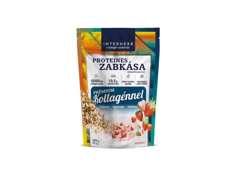 Interherb Zabkása Proteines Eperízű 1000g( Prémium Kollagénnel)