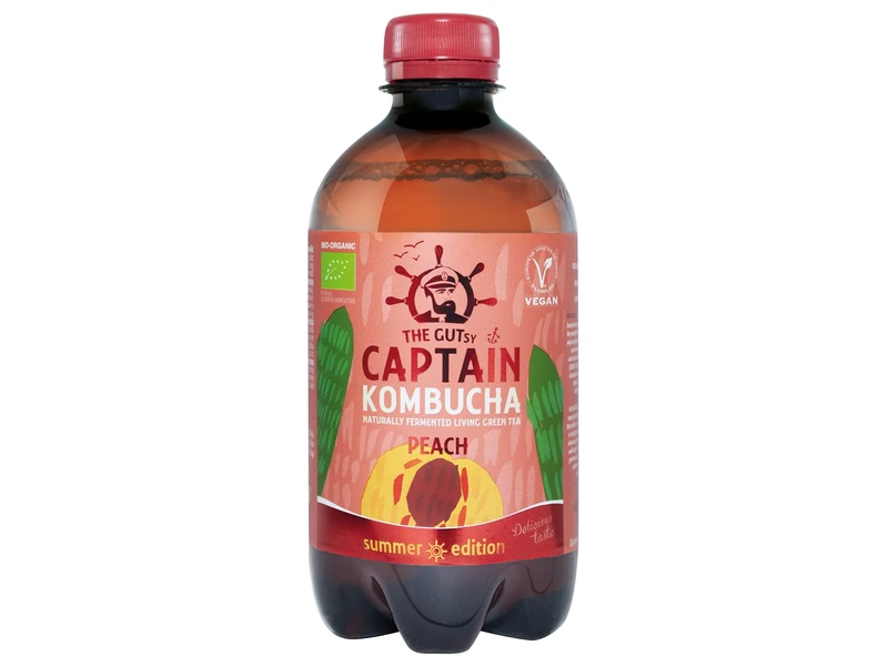 Kombucha Élőflórás ital őszibarackos BIO 400 ml