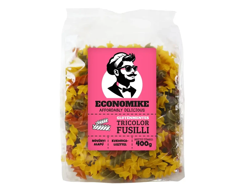 Economike Gluténmentes kukorica tészta tricolor orsó (fusilli) 400 g