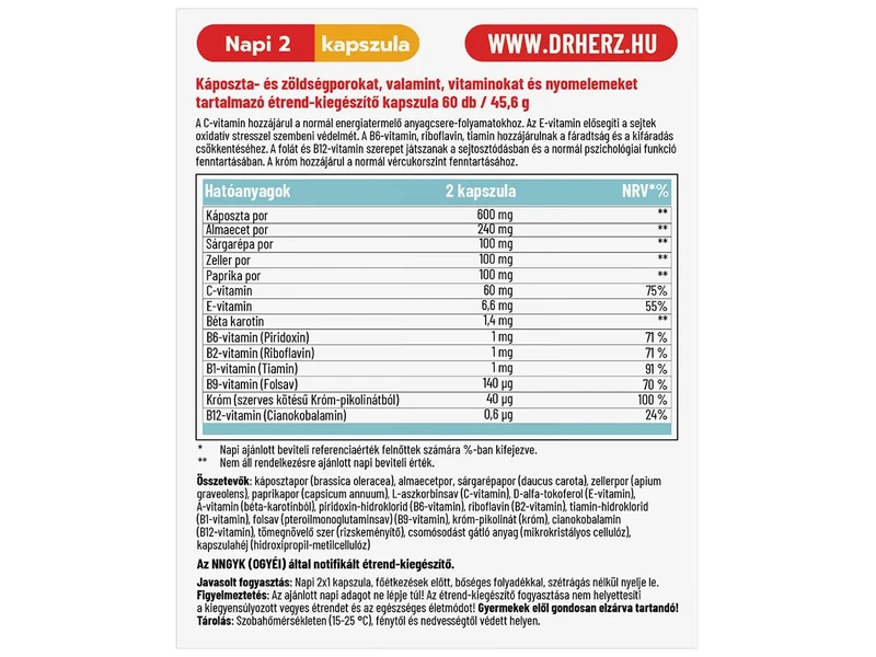Dr. Herz Káposztaleves + Almaecet + Króm 60 db kapszula