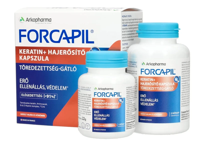 Forcapil Keratin + Hajerősítő kapszula 180 db