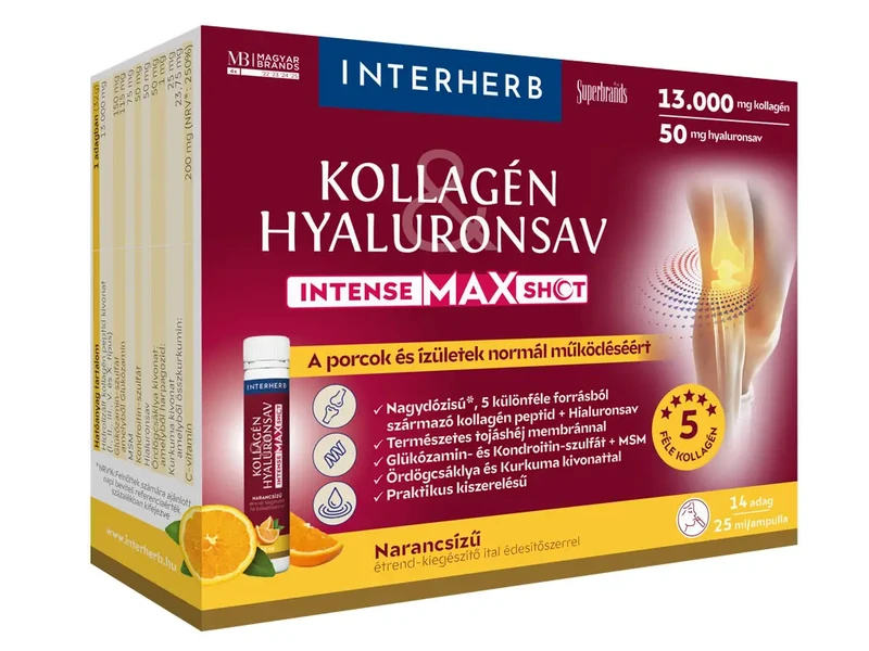Interherb Kollagén és Hyaluronsav Intense MAX Shot 14 x 25ml Ampulla