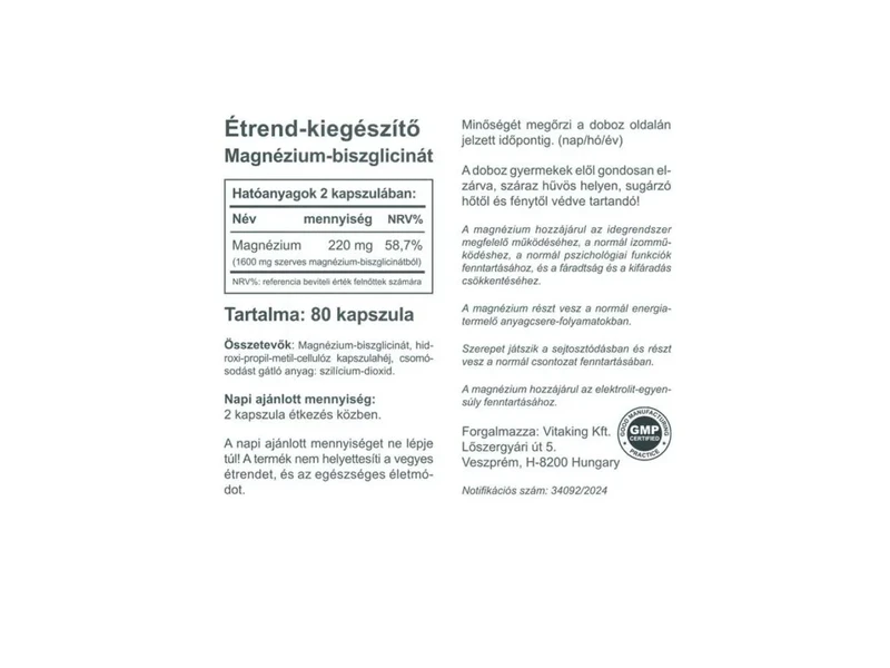 VK Magnesium Bisglycinate kapszula 80 db